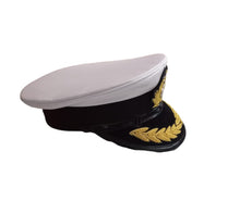 Load image into Gallery viewer, Merchant Navy White Peak Cap with Hand Embroidered Badges for Master and Chief Engineer
