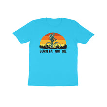Load image into Gallery viewer, Burn fat not oil -Kids unisex half sleeve round neck T-shirt