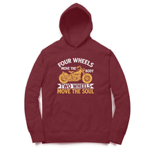 Load image into Gallery viewer, Four wheels move the body two wheels move the soul - Unisex Hoodie