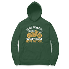 Load image into Gallery viewer, Four wheels move the body two wheels move the soul - Unisex Hoodie