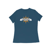 Load image into Gallery viewer, Captain (Typo with Wheel) - Women's Half Sleeve Round Neck T-shirt