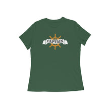 Load image into Gallery viewer, Captain (Typo with Wheel) - Women's Half Sleeve Round Neck T-shirt