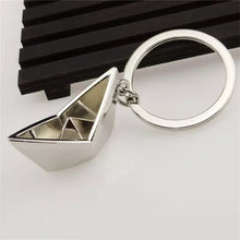 Load image into Gallery viewer, Silver Paper Boat Keychain in Metal Alloy