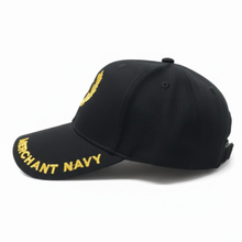 Load image into Gallery viewer, Merchant Navy Embroidered Black Adult Unisex Cap - Premium Quality
