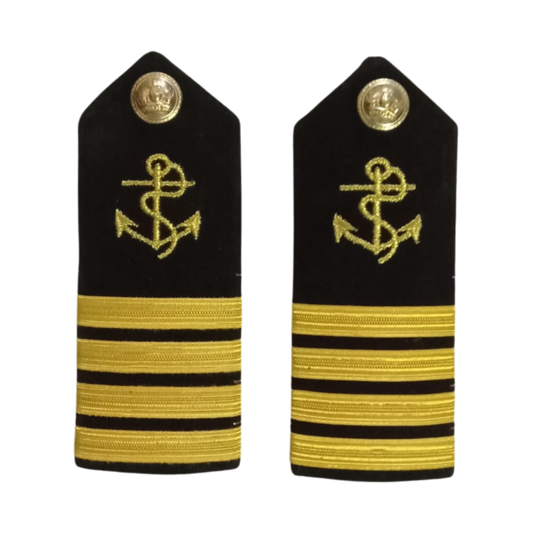 Professional Hard Epaulettes with Anchor Embroidery for Merchant Navy Deck Officers