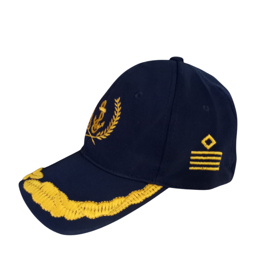 Merchant Navy Captain Embroidered Navy Blue Adult Unisex Cap Premium MARINERSKART