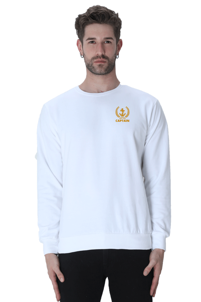Merchant Navy Captain Anchor With Leaf Embroidered Unisex Sweatshirt