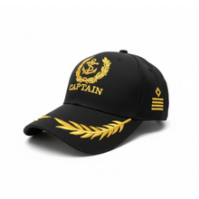 Load image into Gallery viewer, Merchant Navy Captain Embroidered Black Adult Unisex Cap - Premium Quality
