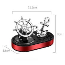 Load image into Gallery viewer, Solar Powered Rotating Ship Helm Wheel and Anchor Air Freshener Car Dashboard Accessory
