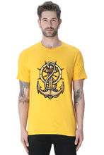 Load image into Gallery viewer, Brown Anchor with Wheel - Men&#39;s Half Sleeve Round Neck T-shirt
