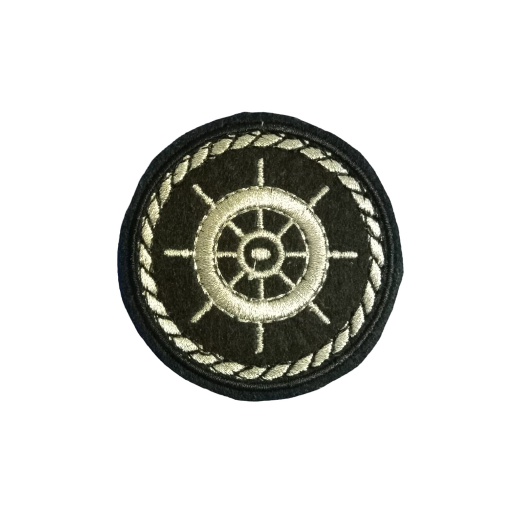 Ship Helm Wheel Logo Zari Embroidery Patch
