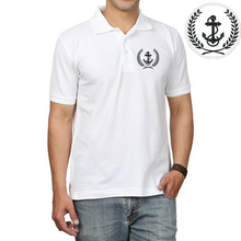 Load image into Gallery viewer, Merchant Navy Anchor Logo Embroidered Cotton Polo Neck T-shirt
