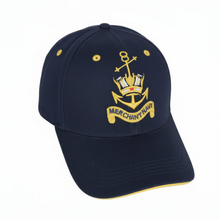 Load image into Gallery viewer, Merchant Navy Logo Embroidered with Yellow Tipping Peak Adult Unisex free size Cap - Premium Quality
