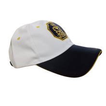 Load image into Gallery viewer, Indian Navy Embroidered Adult Unisex free size Cap White with Yellow Tipping Blue Visor - Premium Quality
