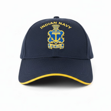 Load image into Gallery viewer, Indian Navy Logo Embroidered Adult Unisex free size Cap Navy Blue - Premium Quality
