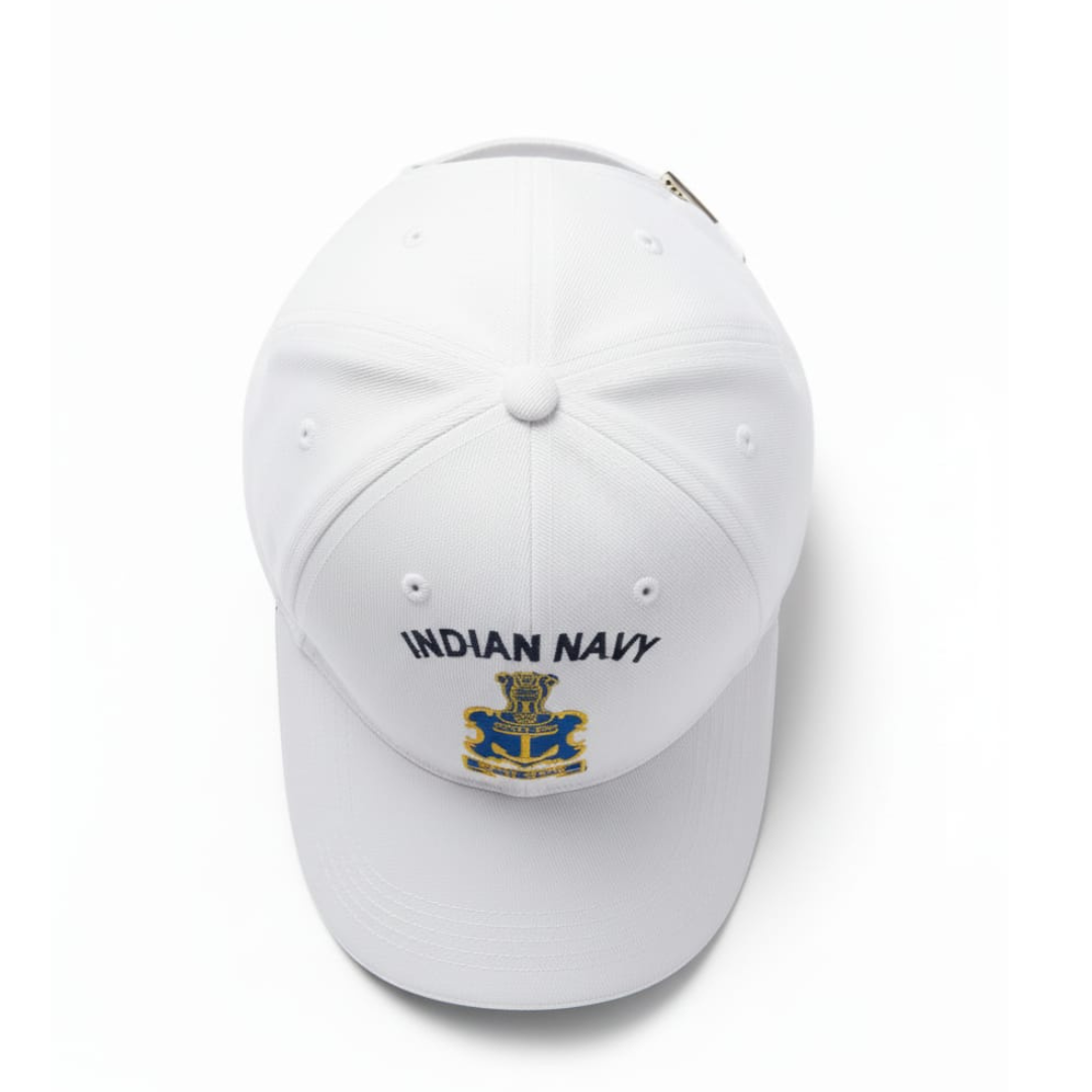 Indian Navy Logo Embroidered Adult Unisex free size Cap White