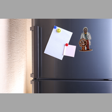 Load image into Gallery viewer, Captain with Helm Wheel MDF Fridge Magnet 3.75 inches x 2 inches
