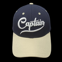 Load image into Gallery viewer, Captain 3D Embroidered Blue/Beige Adult Unisex Cotton Cap - Premium Quality
