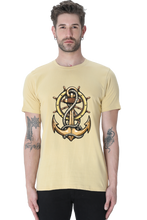 Load image into Gallery viewer, Brown Anchor with Wheel - Men&#39;s Half Sleeve Round Neck T-shirt

