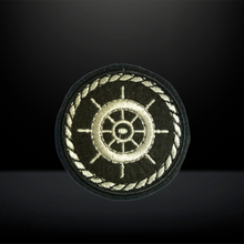 Load image into Gallery viewer, Ship Helm Wheel Logo Zari Embroidery Patch

