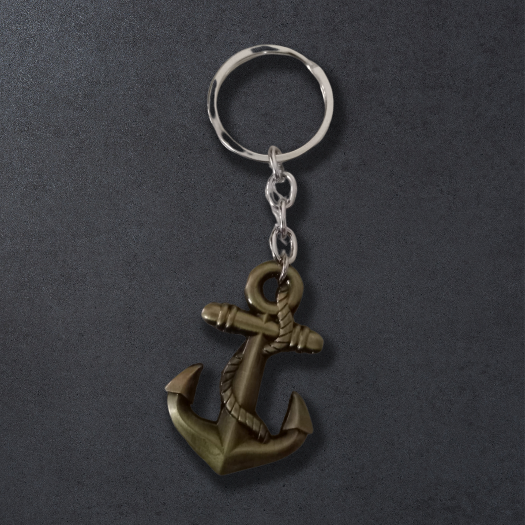 Roped Anchor Metal Keychain