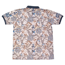 Load image into Gallery viewer, Merchant Navy Nautical Themed All Over Print With Ahoy on Sleeves Drifit Polo Neck Tshirt for Sailors
