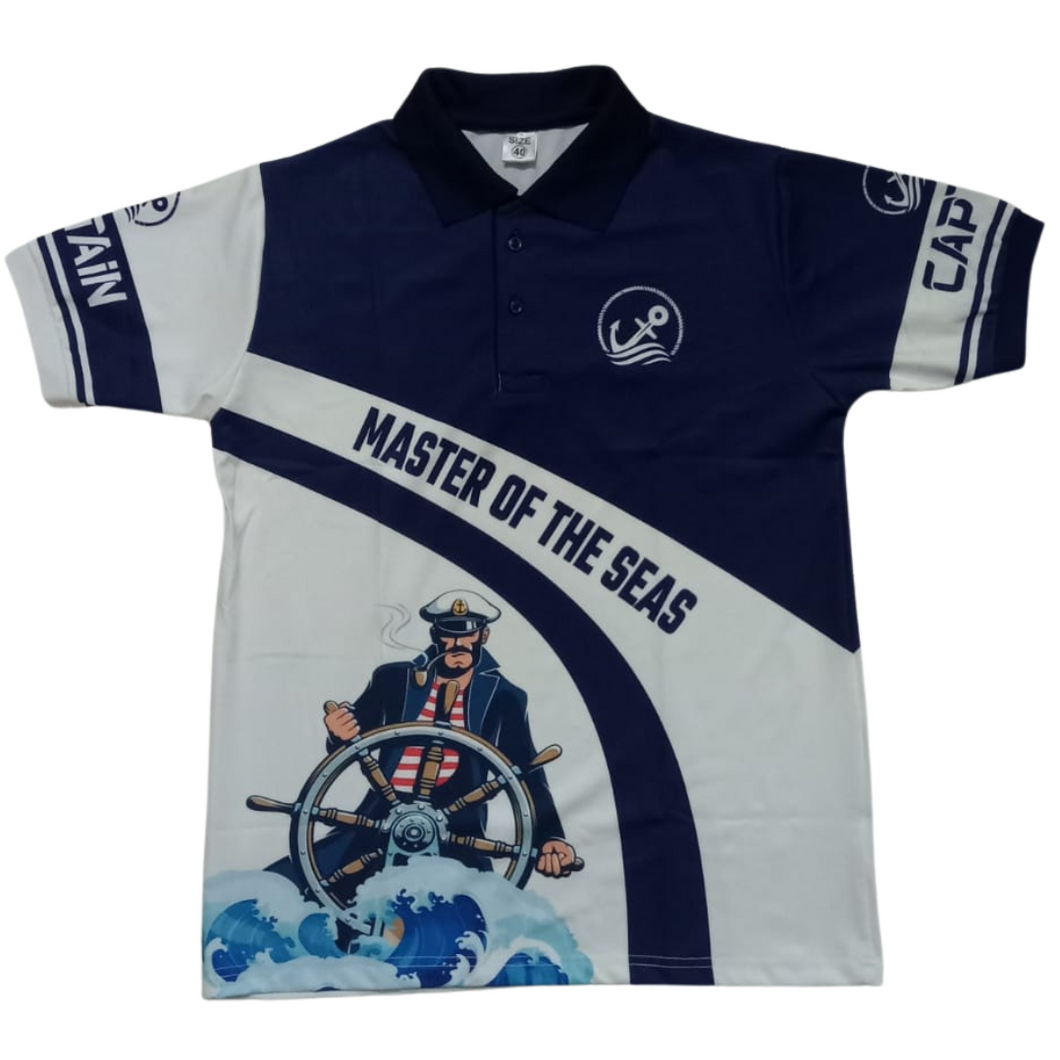 Merchant Navy Master Of The Seas Crashing Waves Drifit Polo Neck Tshirt
