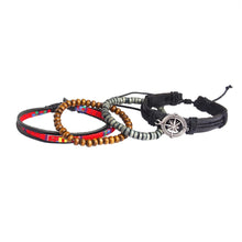 Load image into Gallery viewer, Compass Nautical Multilayer Faux Leather Wrap Arm Bracelet Set for Men
