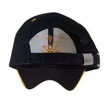 Load image into Gallery viewer, Merchant Navy Logo Embroidered with Yellow Tipping Peak Adult Unisex free size Cap - Premium Quality
