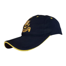 Load image into Gallery viewer, Merchant Navy Logo Embroidered with Yellow Tipping Peak Adult Unisex free size Cap - Premium Quality
