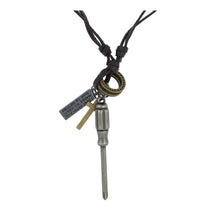 Load image into Gallery viewer, Screw Driver Cross Vintage Dog Tag Oxidised Leather Pendant Chain
