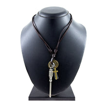 Load image into Gallery viewer, Screw Driver Cross Vintage Dog Tag Oxidised Leather Pendant Chain
