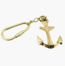 Load image into Gallery viewer, Nautical Brass Anchor Key Chain with Carabiner Hook
