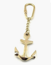 Load image into Gallery viewer, Nautical Brass Anchor Key Chain with Carabiner Hook
