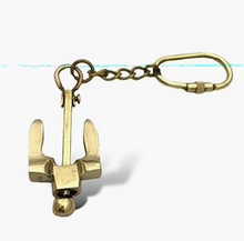 Load image into Gallery viewer, Nautical Brass Stockless Anchor Key Chain with Carabiner Hook
