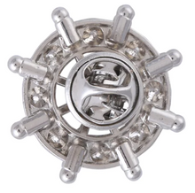 Load image into Gallery viewer, Merchant Navy Silver Ship Steering Helm Wheel Lapel Pin Collar Brooch

