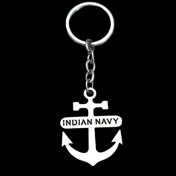 Indian Navy Engraved Anchor Metal Keychain