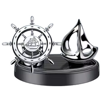 Load image into Gallery viewer, Solar Powered Rotating Ship Helm Wheel and Sail Boat Air Freshener Car Dashboard Accessory
