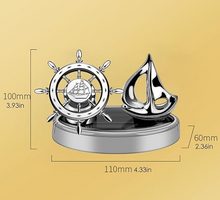 Load image into Gallery viewer, Solar Powered Rotating Ship Helm Wheel and Sail Boat Air Freshener Car Dashboard Accessory

