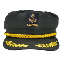 Load image into Gallery viewer, Merchant Navy Black Captain Costume Hat Cap for Mariners
