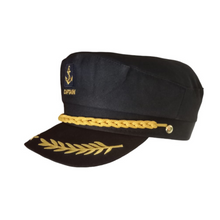 Load image into Gallery viewer, Merchant Navy Black Captain Costume Hat Cap for Mariners
