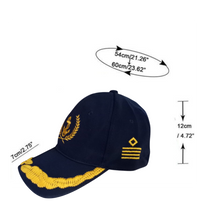 Load image into Gallery viewer, Merchant Navy Captain Embroidered Navy Blue Adult Unisex Cap - Premium Quality
