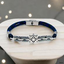 Load image into Gallery viewer, Helm Wheel With Chain &amp; Rope Stainless Steel Bracelet - Men
