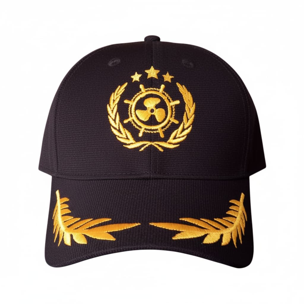 Marine Engineer Propeller Logo Embroidered Black Adult Unisex Cap - Premium Quality