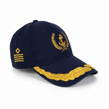 Load image into Gallery viewer, Merchant Navy Captain Embroidered Navy Blue Adult Unisex Cap - Premium Quality
