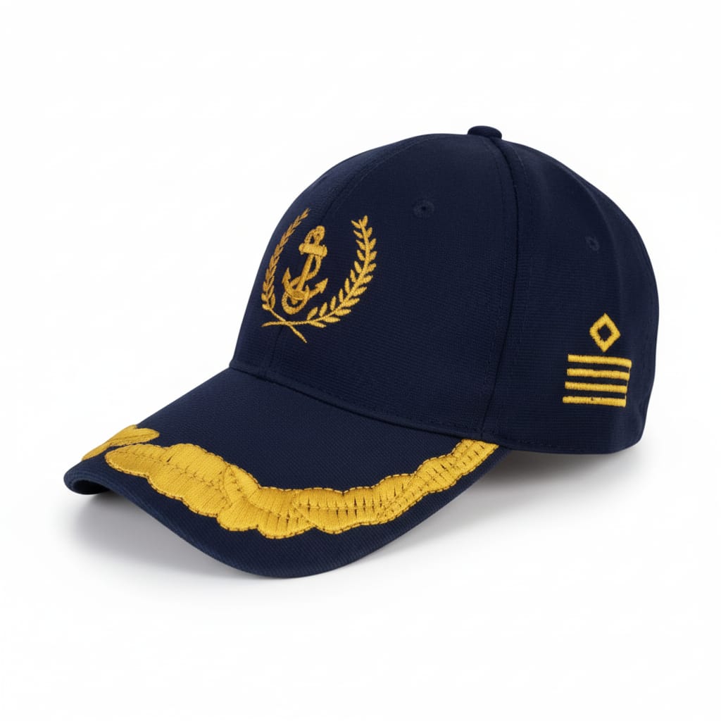 Merchant Navy Captain Embroidered Navy Blue Adult Unisex Cap - Premium Quality