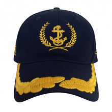 Load image into Gallery viewer, Merchant Navy Captain Embroidered Navy Blue Adult Unisex Cap - Premium Quality

