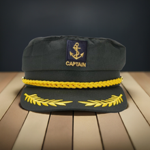 Load image into Gallery viewer, Merchant Navy Black Captain Costume Hat Cap for Mariners
