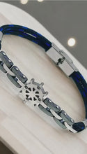 Load and play video in Gallery viewer, Helm Wheel With Chain &amp; Rope Stainless Steel Bracelet - Men
