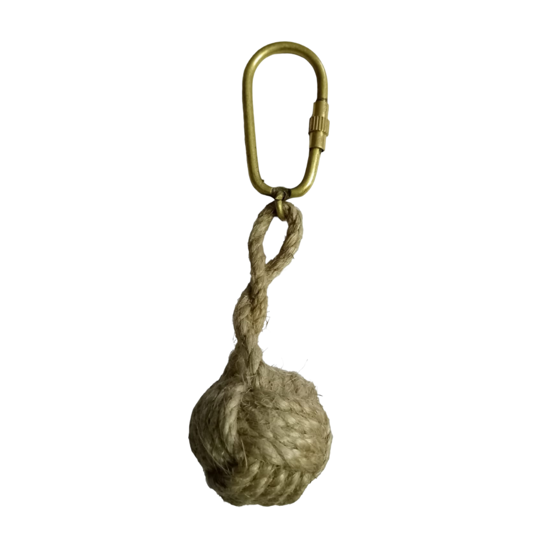 Monkey Fist in Jute Keychain with Carabiner Hook β MARINERSKART